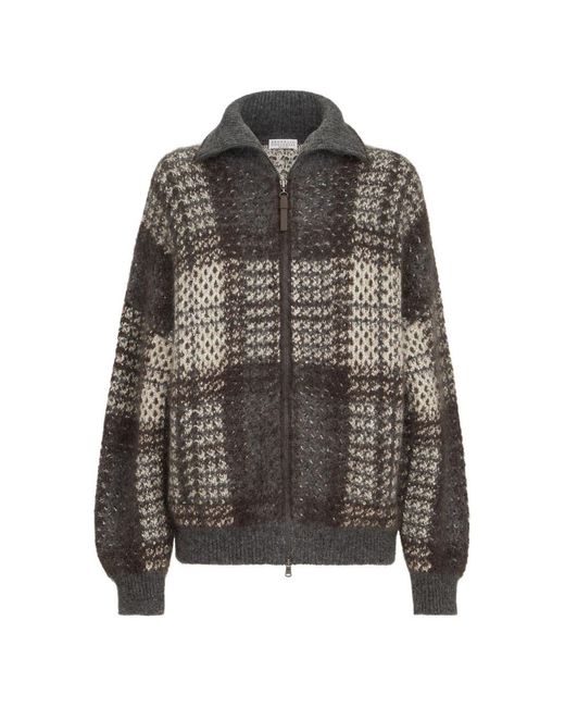 Brunello Cucinelli Black Wool Zipped Cardigan