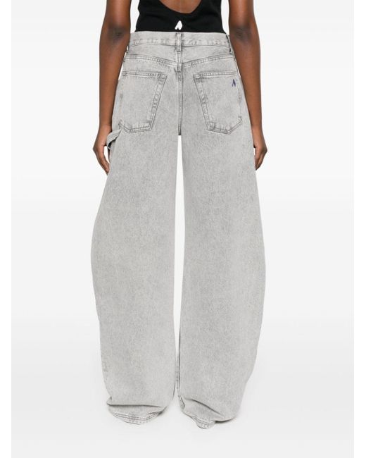 The Attico Gray Effie High-waist Wide-leg Jeans