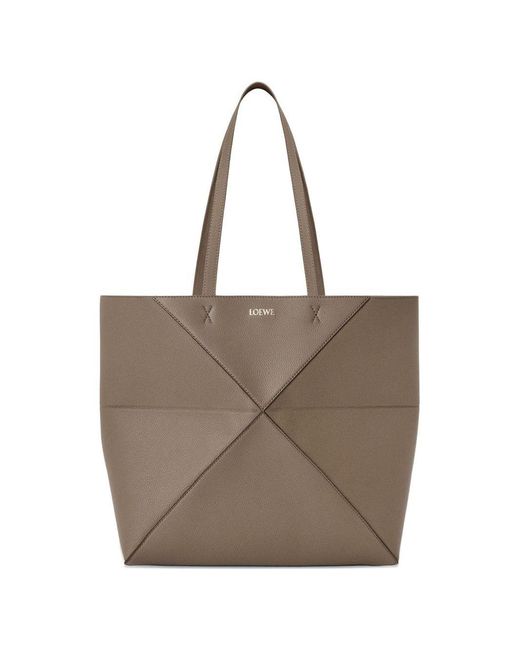 Loewe Brown Puzzle Fold Medium Leather Tote