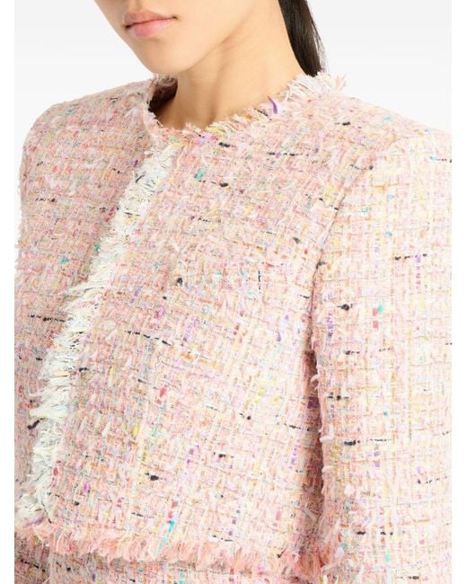 Balmain Pink Tweed Cropped Jacket