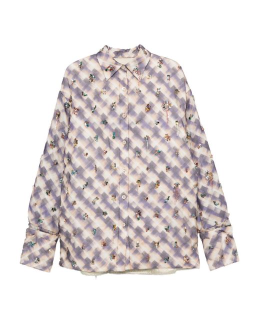 Dries Van Noten White Cartan Silk Blend Shirt