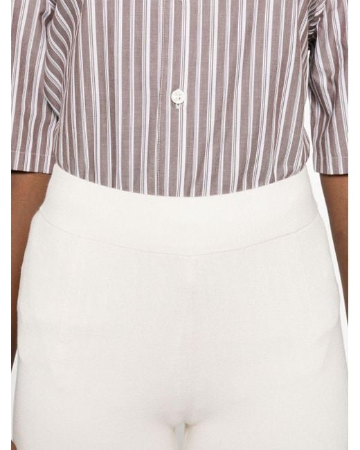 Pantaloni A Palazzo Con Vita Elasticizzata di Max Mara in White