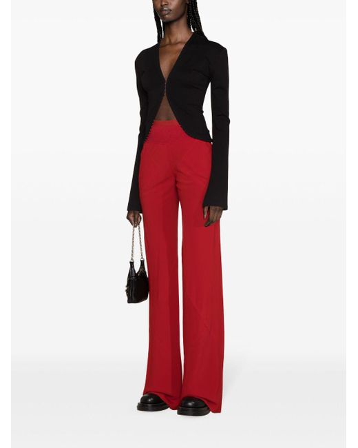 Rick Owens Red Silk Blend Trousers