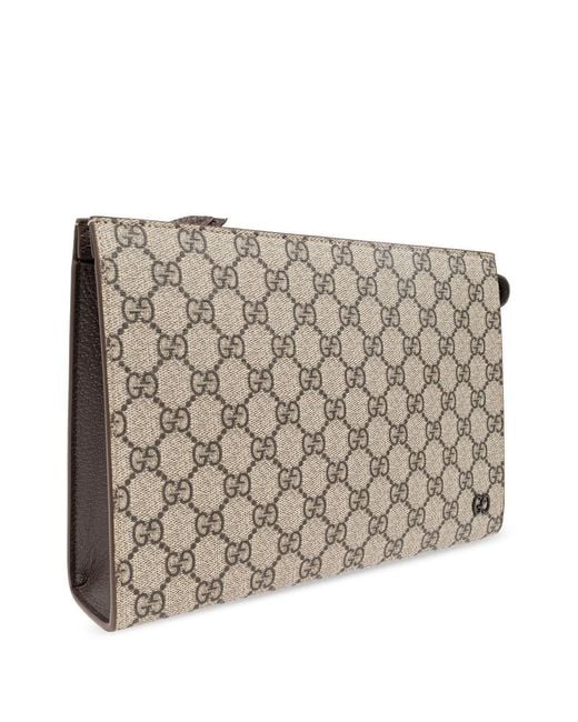 Gucci Gray Gg Zipped Pouch for men