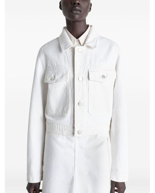 Lemaire White Cotton Cropped Jacket