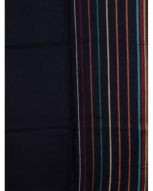 Paul Smith Blue Signature Stripe Wool Scarf for men