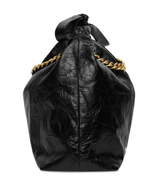 Balenciaga Black Small Crush Leather Tote Bag