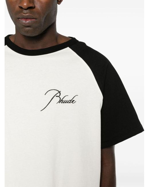 Rhude Black Logo-Embroidered Raglan T-Shirt for men