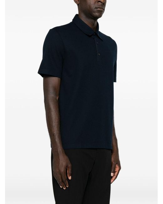 Brioni Blue Piquet Cotton Polo Shirt for men