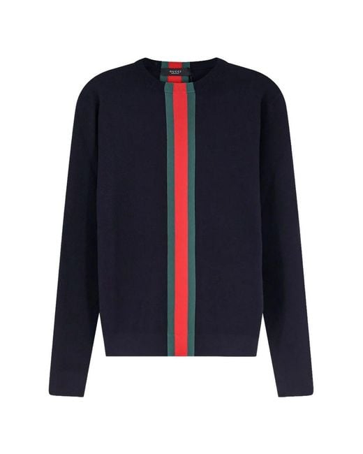 Gucci Blue Web Detail Cotton T-Shirt for men