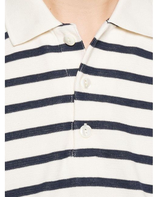 Junya Watanabe White Striped Cotton Polo Shirt for men