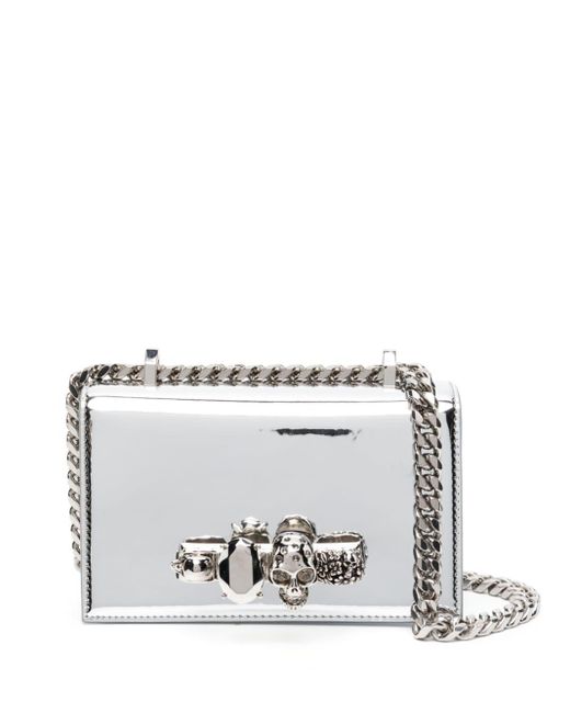 Borsa mini jewelled satchel di Alexander McQueen in Metallic
