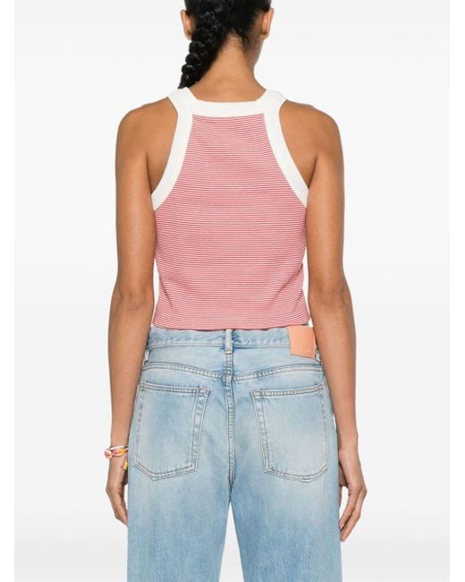 Closed Pink Logo-embroidered Striped Tank Top