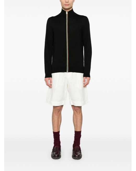 Paul Smith Black Wool Zipped Cardigan for men