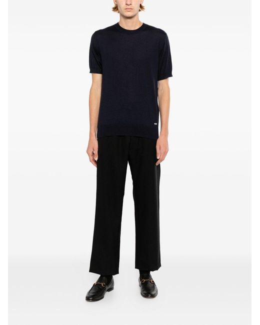 Brioni Black Cashmere And Silk Blend T-Shirt for men