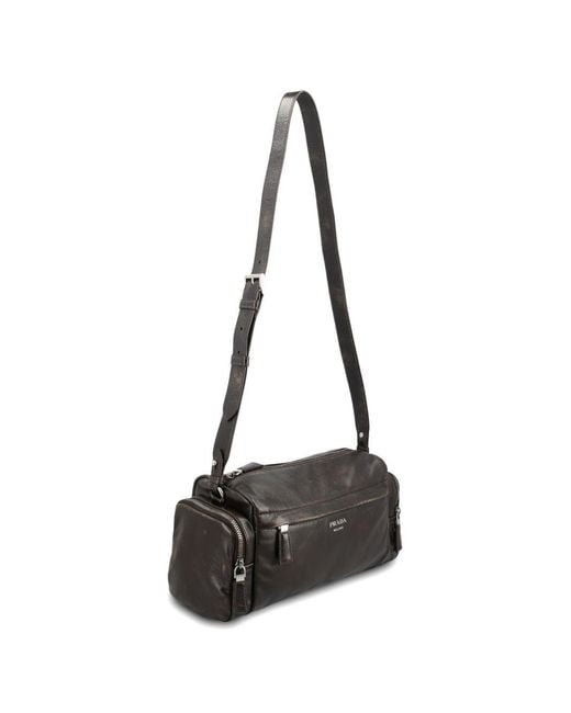 Prada Black Leather Shoulder Bag for men