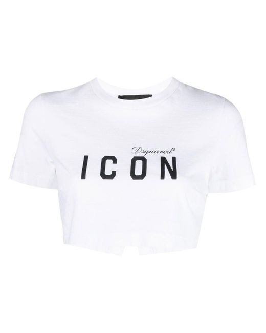 DSquared² White Icon Cropped T-Shirt