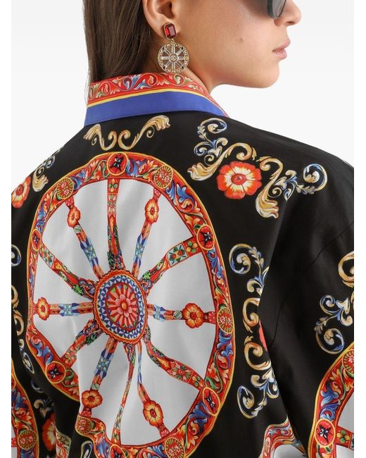Dolce & Gabbana White Carretto Print Cotton Shirt