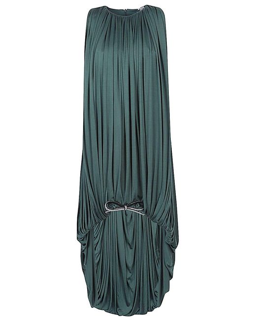 Loewe Green Silk Draped Dress