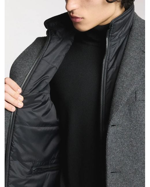 Fay Gray Herringbone-Pattern Double Coat for men