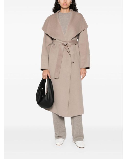 Soft Goat Natural Cashmere Belted Coat