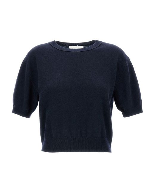Lisa Yang Blue Genevra Cashmere Top