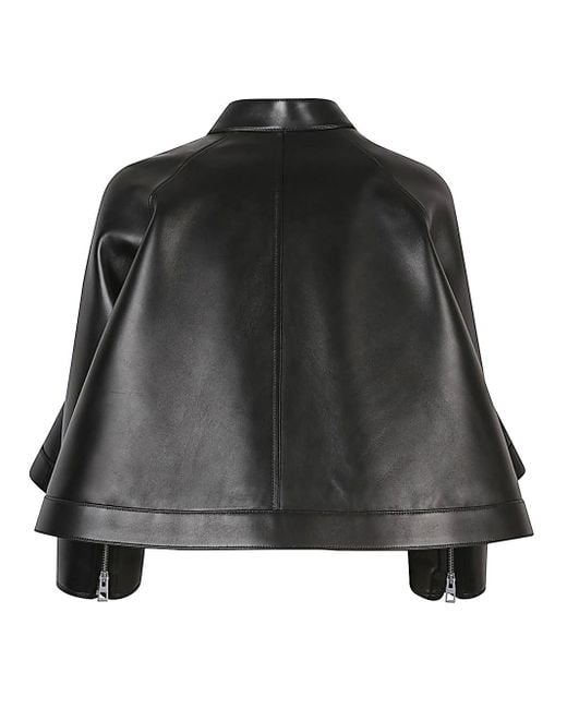 Loewe Black Leather Cape Jacket