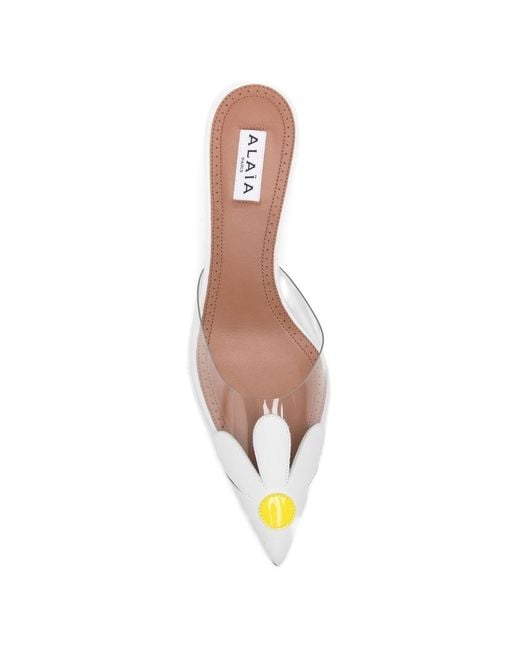 Alaïa White Bloom Mules