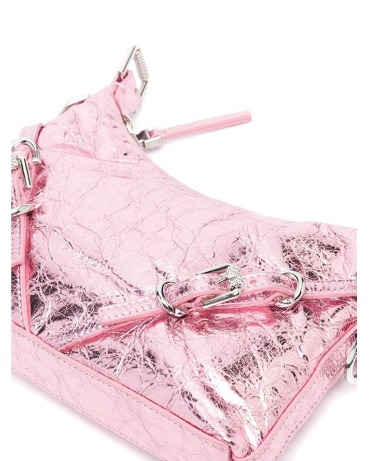 Givenchy Pink Voyou Mini Laminated Leather Shoulder Bag