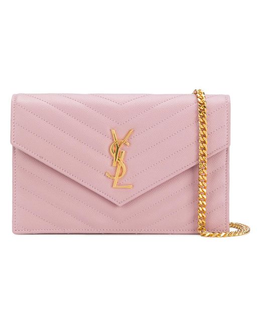 Pink ysl wallet on chain sale