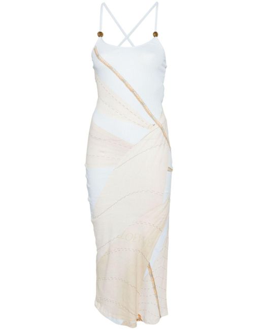 Loewe-Paulas Ibiza White Cotton Blend Strappy Midi Dress