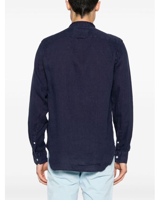 Woolrich Blue Long-sleeve Linen Shirt for men