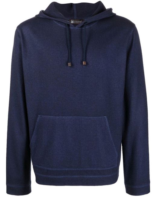 Colombo Blue Silk Blend Cashmere Hoodie for men