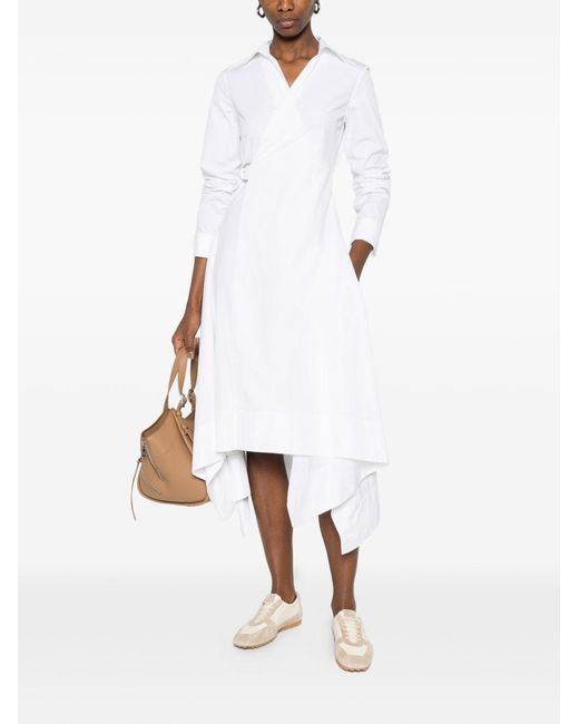 Loewe White Cotton Draped Dress