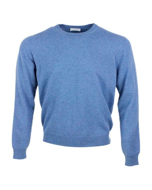 Malo Blue Round Neck Sweather Thin Wool for men