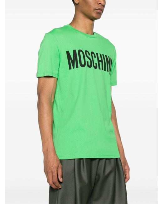 Moschino Green Logo-print Cotton T-shirt for men