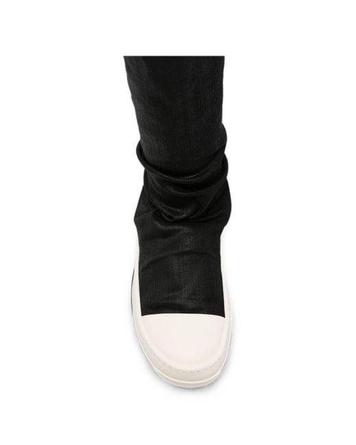 Rick Owens Black Over-The-Knee Denim Boots