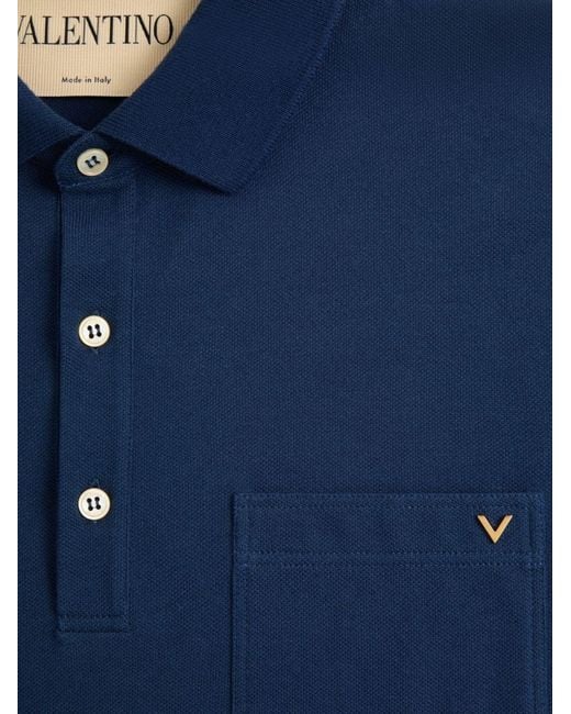 Valentino Blue Vgold Cotton Polo Shirt for men