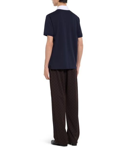 Gucci Blue Stretch Cotton Pique Polo Shirt for men