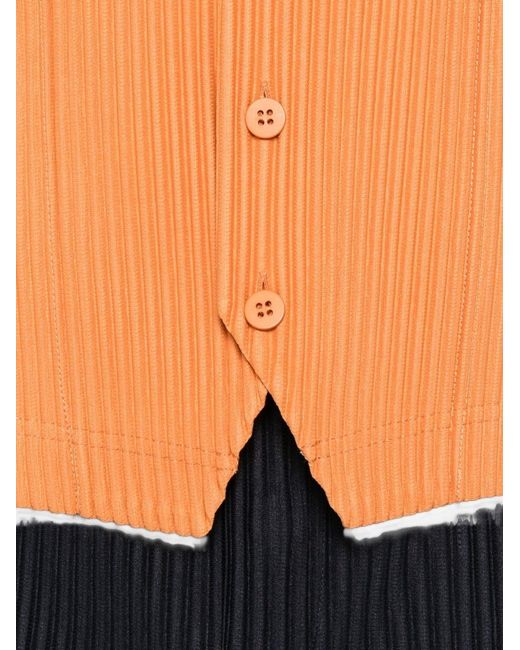 Homme Plissé Issey Miyake Orange Pleated V-Necked Vest for men