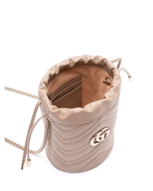 Gucci Natural Gg Marmont Mini Leather Bucket Bag