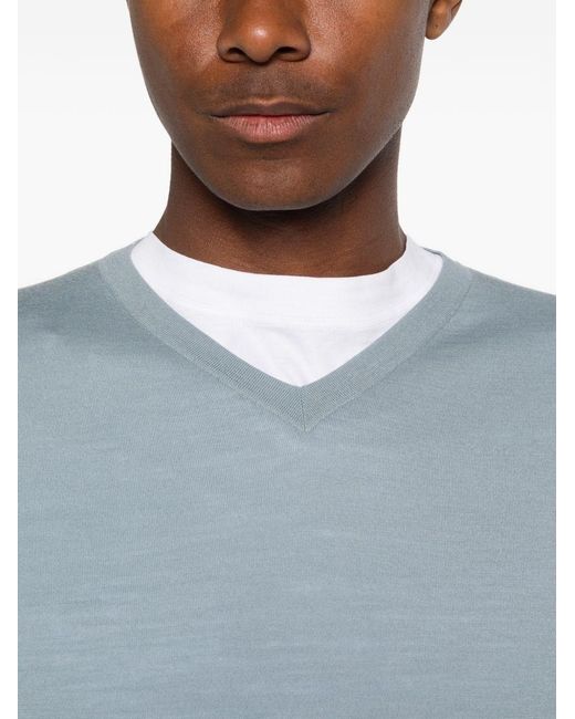 The Row Blue Senna Wool V-Necked Sweater for men