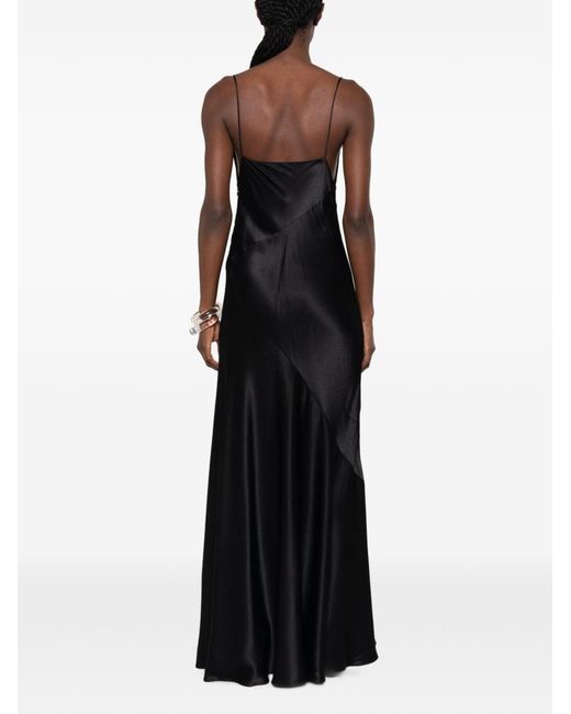 Alberta Ferretti Black Satin Long Dress