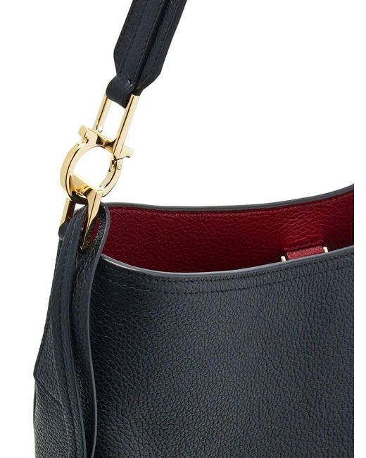 Ferragamo Black Medium Leather Hobo Bag