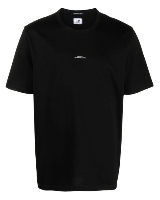 C P Company Black Logo Cotton T-shirt for men