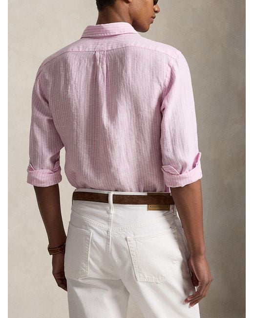 Polo Ralph Lauren Pink Linen Shirt for men