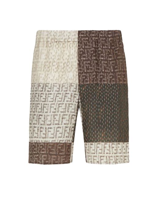 Fendi Gray Ff Patchwork Bermuda for men