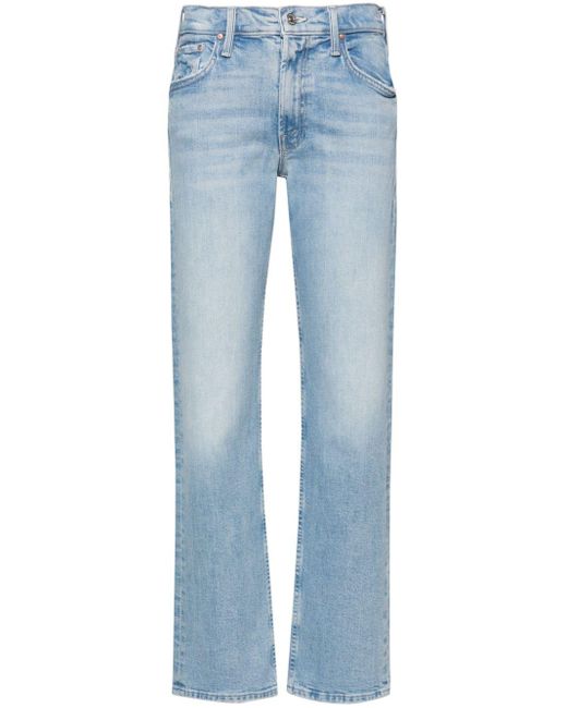 Mother Blue Smarty Pants High-rise Slim-fit Jeans