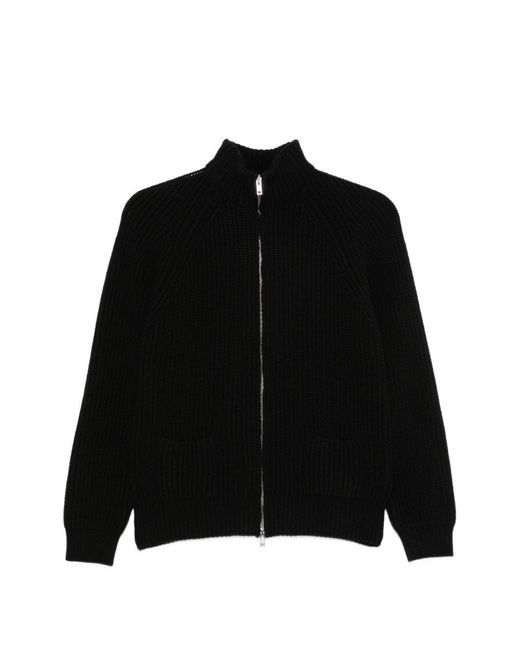 Base London Black Wool Zipped Cardigan