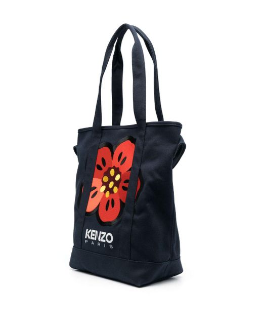 KENZO Blue Boke Flower Embroidered Tote Bag for men